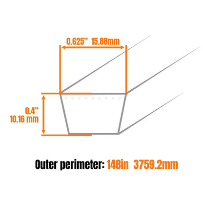 Replacement Deck Belt for Husqvarna LGT2654 (54") (187256, 187254, 196103, 587686701)