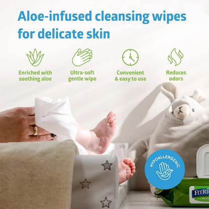Sensitive Skin Unscented Aloe Vera Cleansing Wipes (8x10)