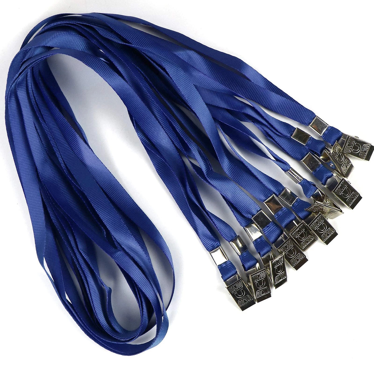 100 Pack Navy Blue Lanyards with Bulldog Clips