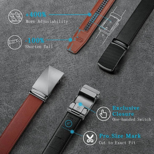 Adjustable Ratchet Dress Belt for Men 30-36 Waist - Black
