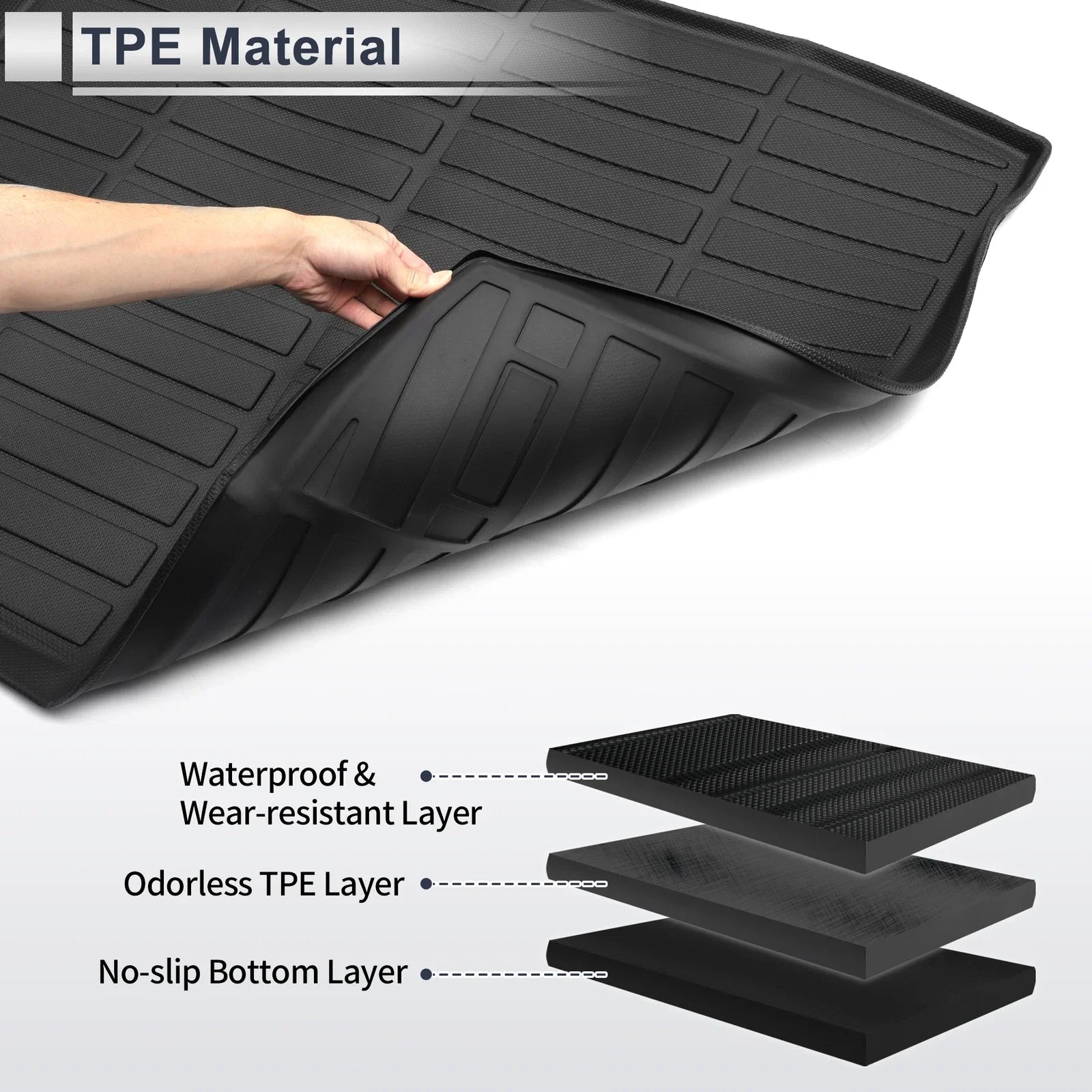 Cargo Liner Rear Trunk Mat for Chevrolet Suburban (2021–2024) TPE Long Grid