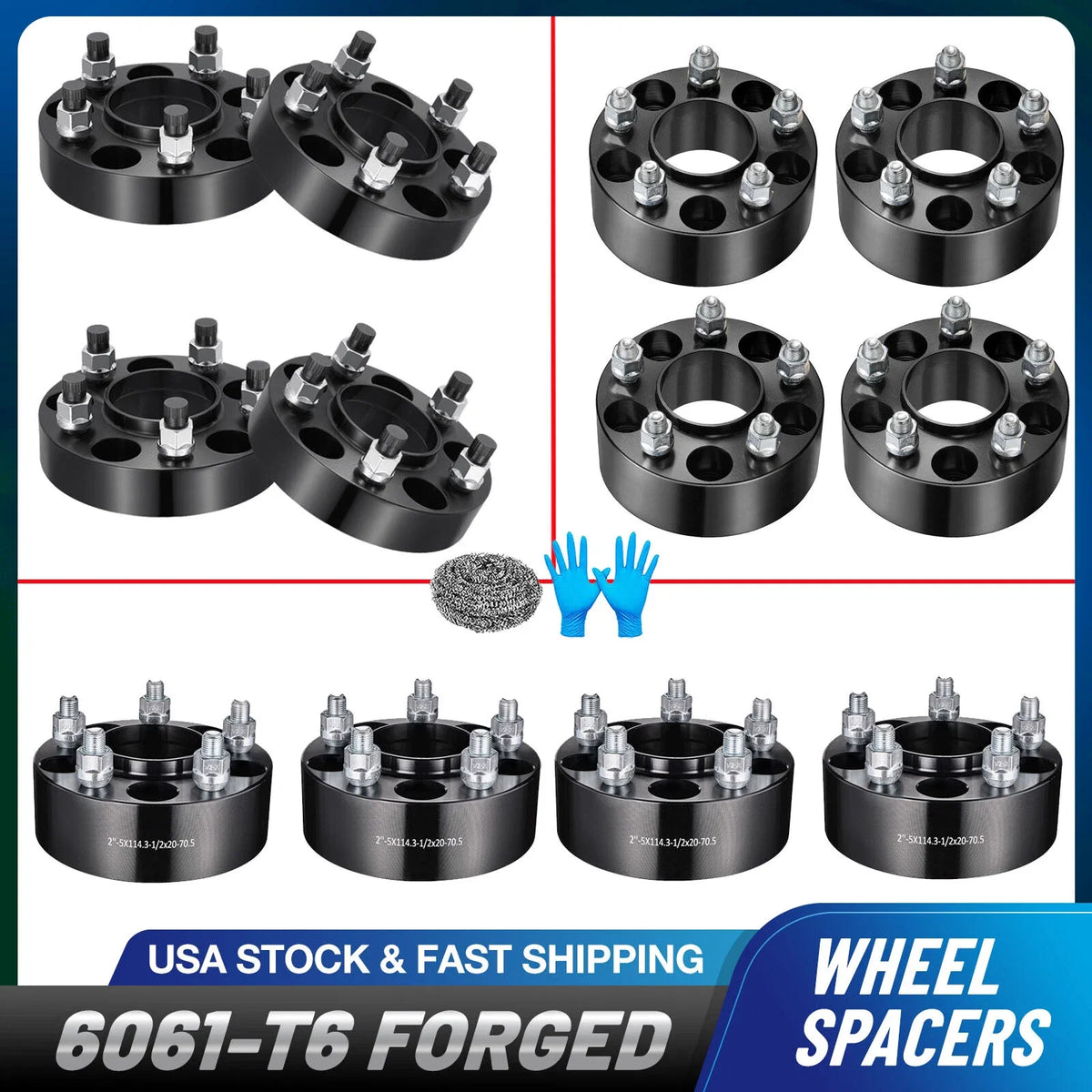 Set of 4 Hubcentric 5x114.3 Wheel Spacers for Ford Explorer Mustang Ranger (1.5"/1.25"/2")