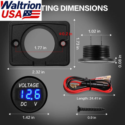 LED Digital Voltage Gauge Battery Meter Monitor for Car Marine (12V 24V 36V)