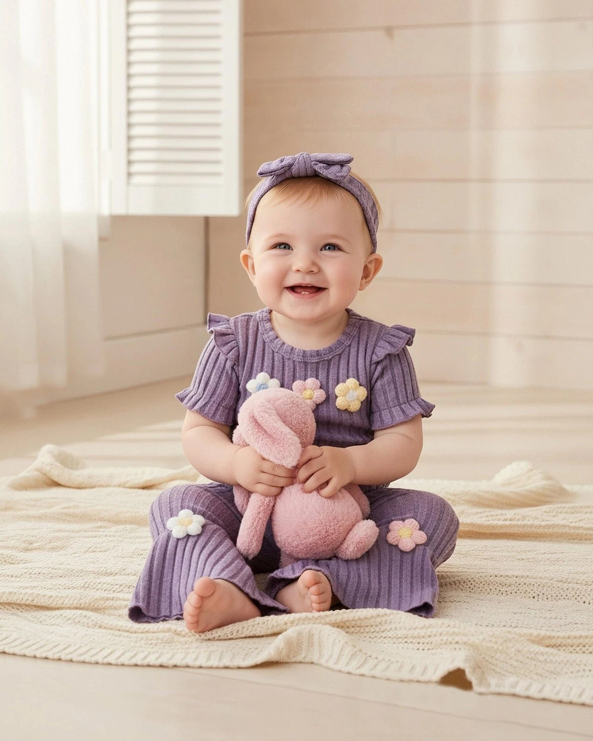 Baby Girl Clothes for Summer (3-6 Months) - Short Sleeve, Purple