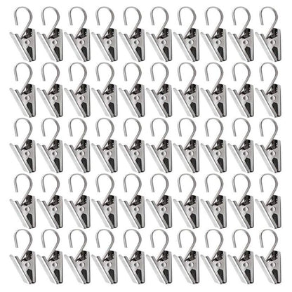 50Pcs Stainless Steel Curtain Clips with Hook for Home Decor
