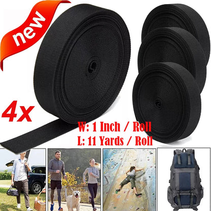 1 Inch Wide Black Nylon Heavy Duty Webbing Strap (44 Yards)