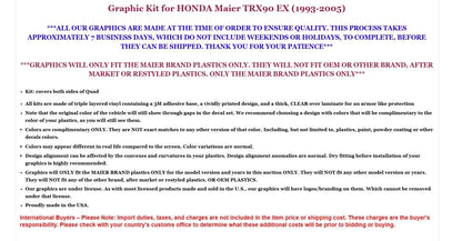 Graphic Decals Stickers for Honda TRX 90 (1993–2005)