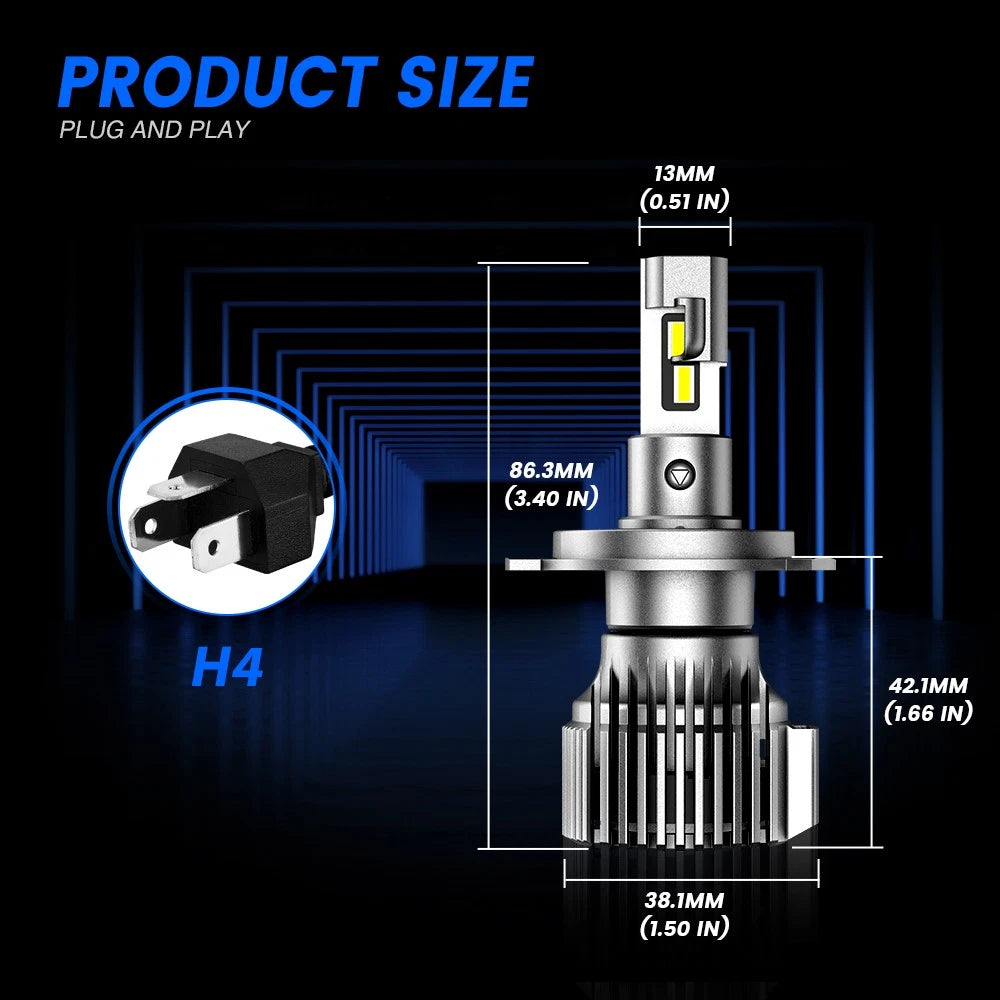 2X H4 LED Headlight Bulbs for NOVSIGHT (HB2 9003)