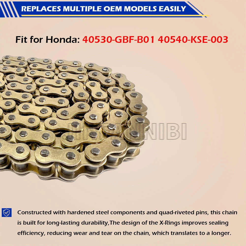 Gold 420 X-Ring Chain 130 Links for Honda Motorcycle (40540-KSE-003, 40530-GBF-B01)