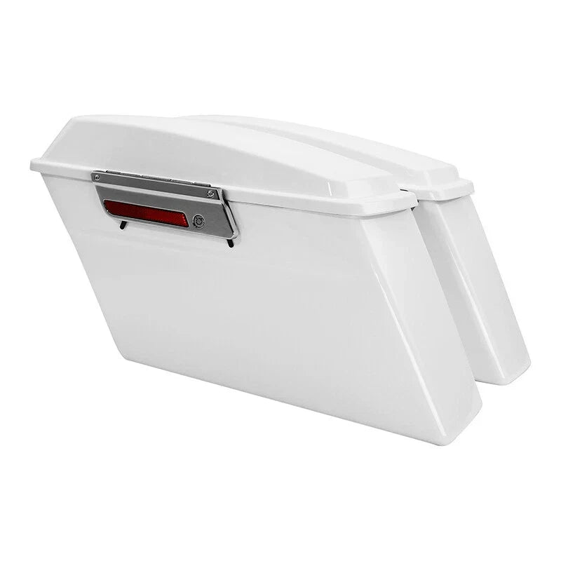 White Saddlebags with Conversion Bracket for Harley Softail Fatboy (1984–2017)