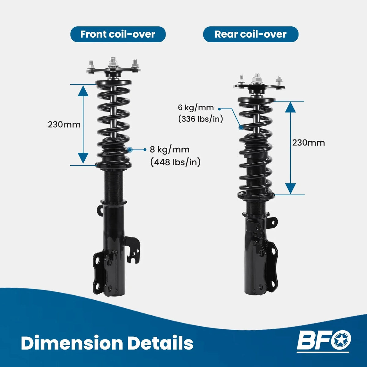 BFO Adjustable Coilovers Struts Springs Kit for Toyota Camry (2002–2006)