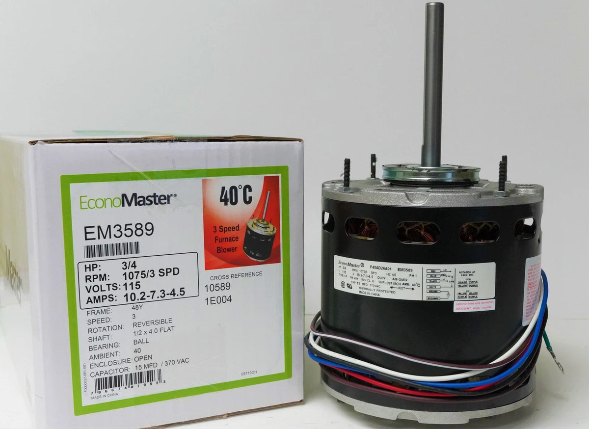 Air Handler Blower Motor for HVAC 3589 3/4 HP 1075/3 RPM 115V 48 Frame