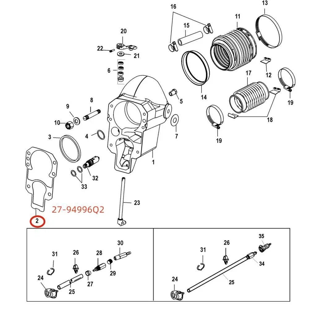 Bell Housing Gasket for MerCruiser Alpha 1 Gen II Sterndrive (1991–2005) 27-94996Q2