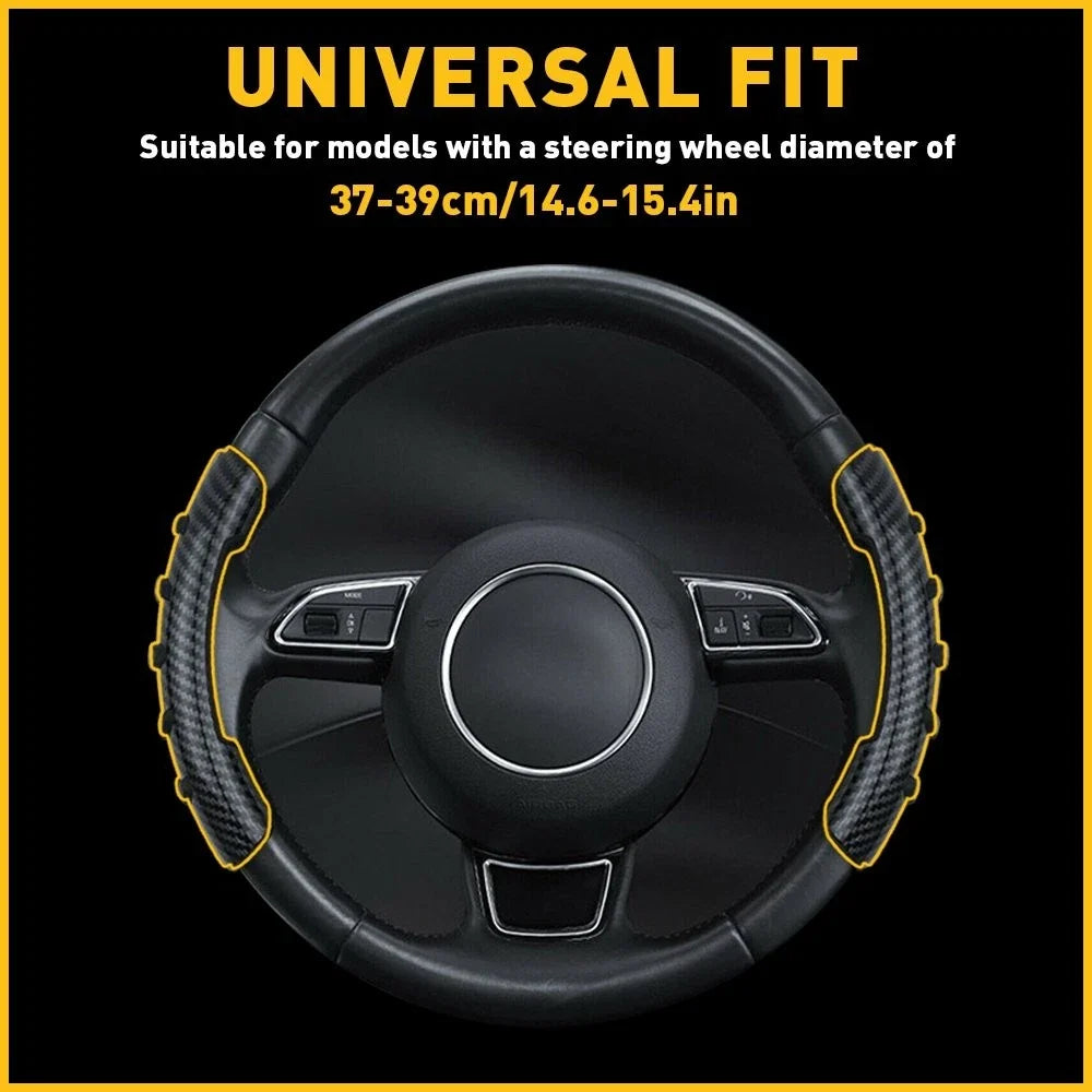 2X Non-Slip Steering Wheel Booster Covers for Universal Fit (Carbon Fiber)