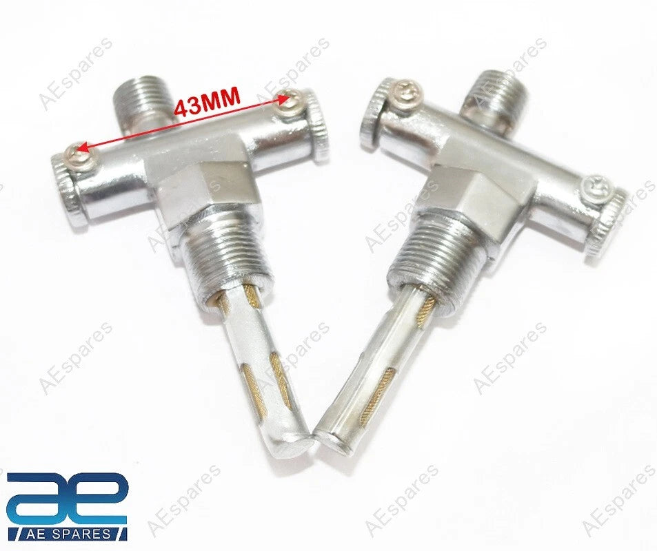 Set of 2 Brass Chrome Dual Plunger & Reserve Taps for Triumph BSA