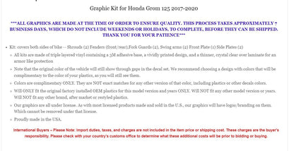 Street Bike Decal Graphic Kit for Honda GROM125 (2017–2020) WD1026