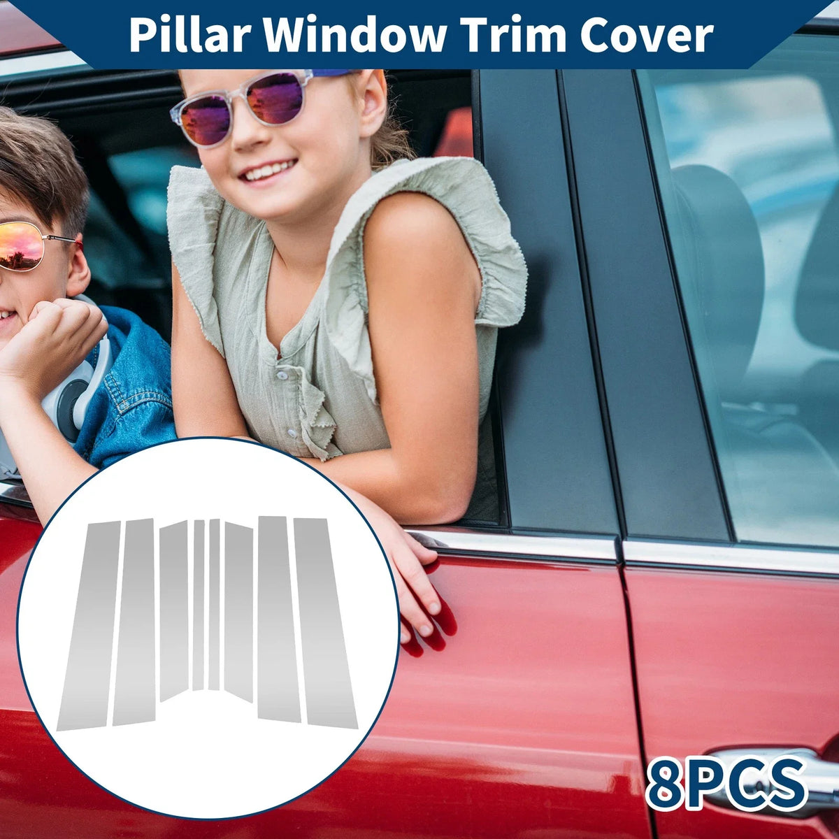 Set of 8 Door Pillar Window Trim for Ford Territory (2019–2021) Silver Tone