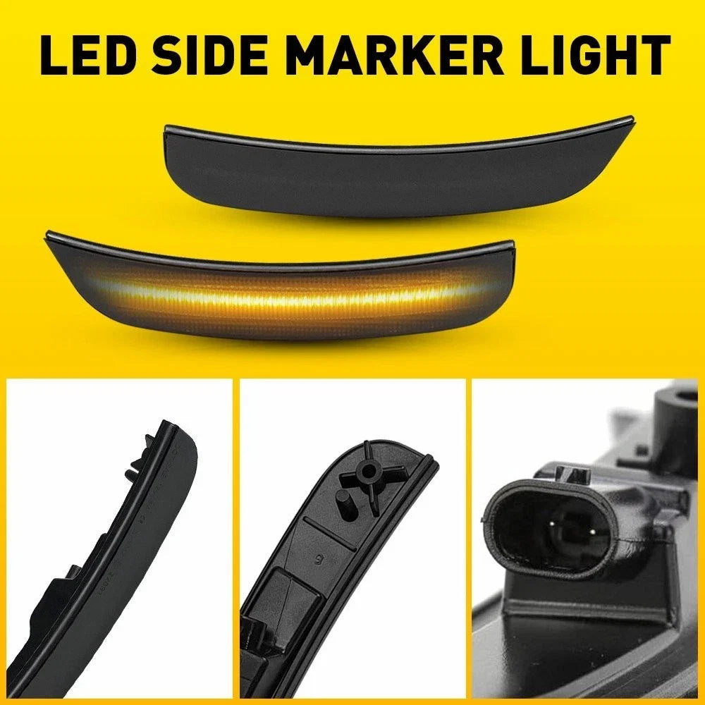 2X Front LED Side Marker Light for Chrysler 300 (2015–2023) Amber Smoke