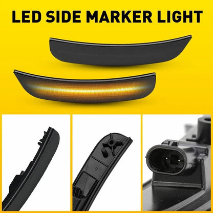 2X Front LED Side Marker Light for Chrysler 300 (2015–2023) Amber Smoke