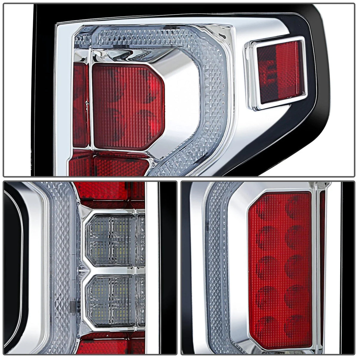 Full LED Chrome Red Tail Lights for Chevy Silverado 1500 WT LT 2500 HD (2019–2025)