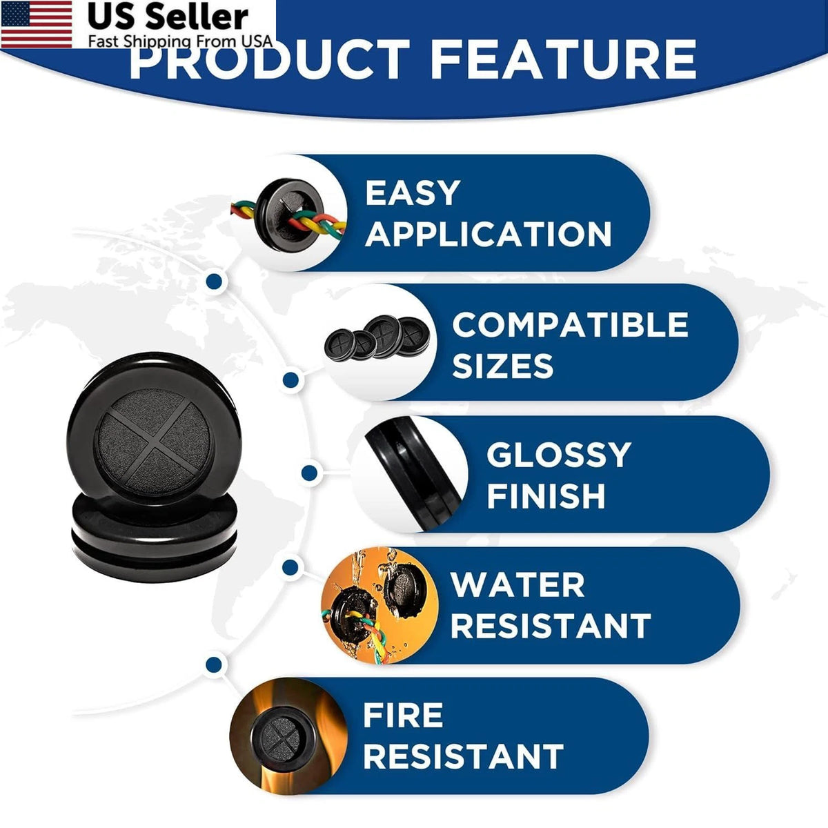 Set of 55 Double-Sided Rubber Grommets for Various Applications