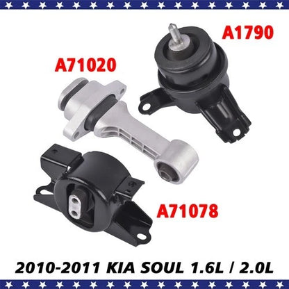 3X Motor & Transmission Mount Kit for Kia Soul 2010–2011 A7190 A71020 EM5880