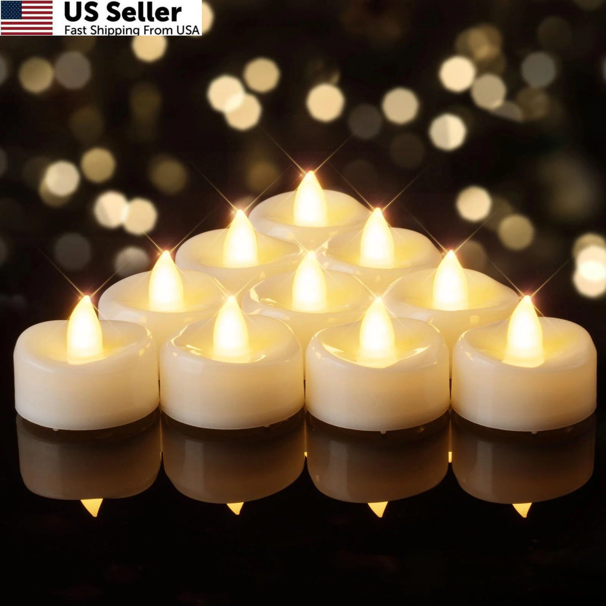 12 Pack Flameless Tea Lights for Votive Candles (Battery Operated, Warm White LED)