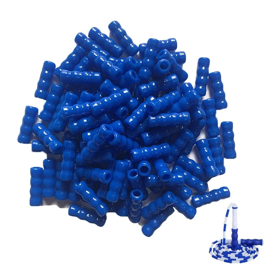 50 Pack Beaded Jump Rope Beads Replacement Tangle-Free Segmented Blue