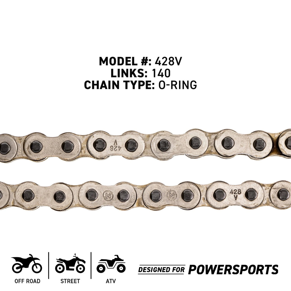 NICHE 428 Drive Chain 140 Links O-Ring for Motorcycle (519-CDC2497H, 5386)