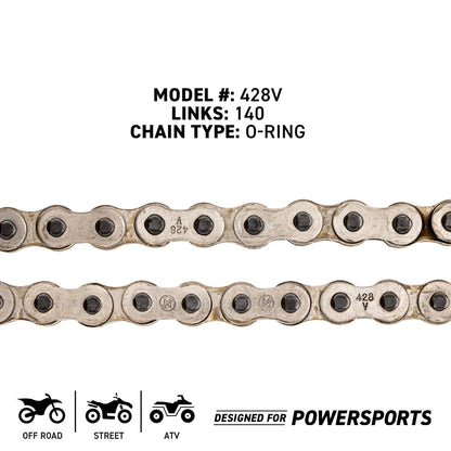 NICHE 428 Drive Chain 140 Links O-Ring for Motorcycle (519-CDC2497H, 5386)