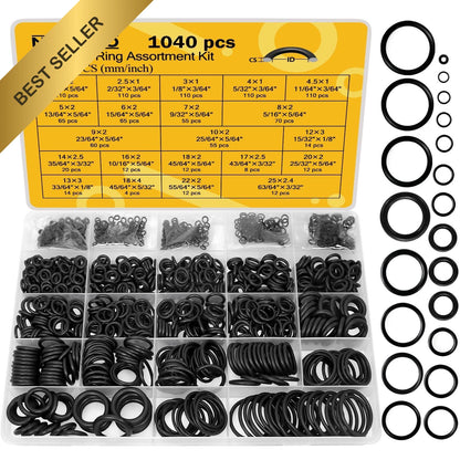 O Ring Assortment Kit for Automotive Plumbing (1040 Pcs, 21 Sizes)