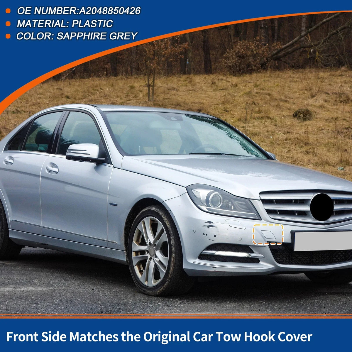 Tow Hook Cover for Mercedes-Benz A-Class (2013–2015) No.A2048850426 Sapphire Grey