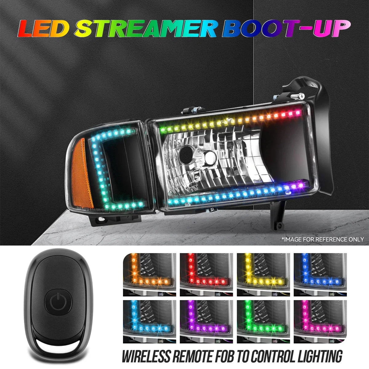 RGB Light Bar Headlights for Dodge Ram 1500 2500 3500 (1994–2002)