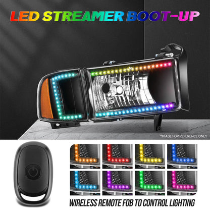 RGB Light Bar Headlights for Dodge Ram 1500 2500 3500 (1994–2002)