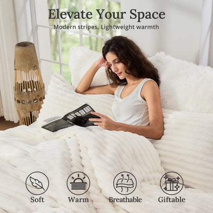 3-Piece Comforter Set for Queen Size (Cream White)