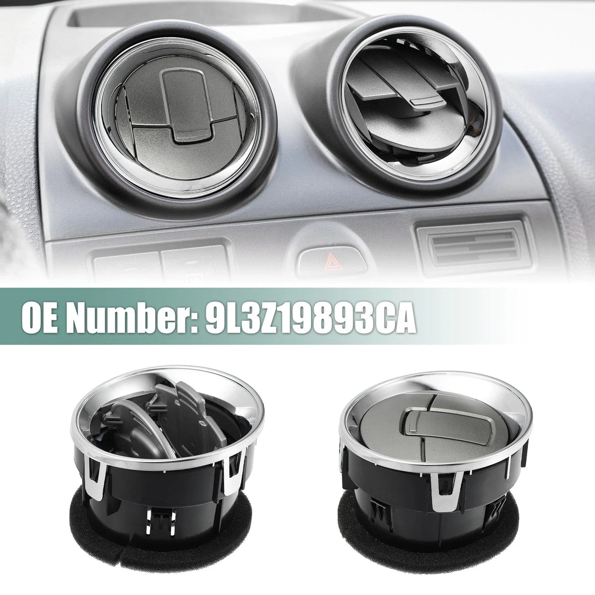 Chrome Front Dashboard Louver AC Heater Air Vent 9L3Z19893CA for Ford F150 (2009–2014)