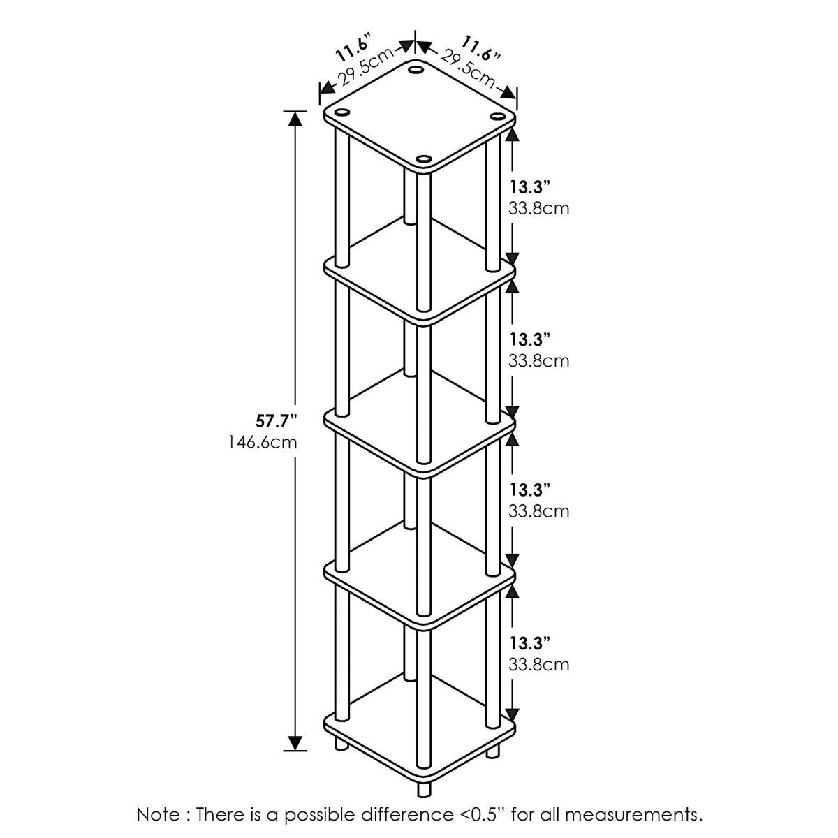 5-Tier Corner Round Tube for FURINNO (No Part Numbers Available)