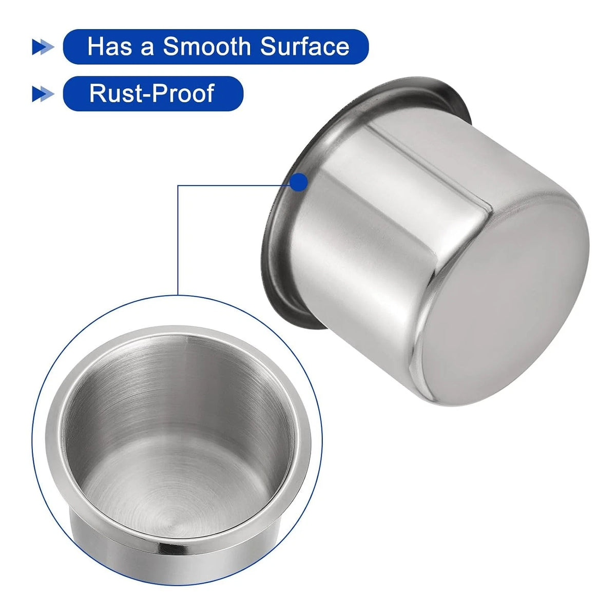 Stainless Steel Drop-in Cup Holder for Auto Car Truck (2.28" x 3.2")