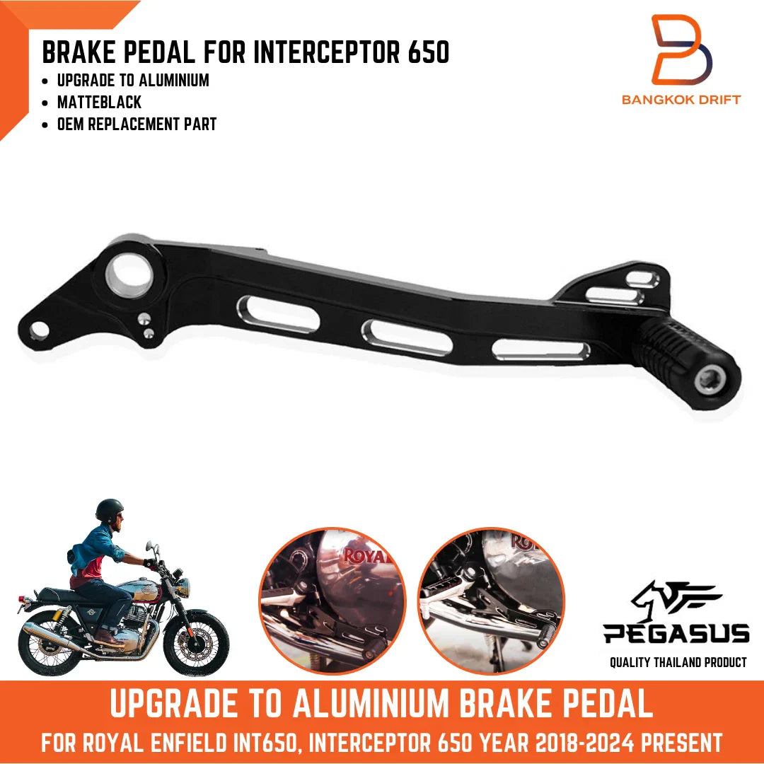 Black Aluminium Brake Pedal Upgrade for Royal Enfield Interceptor 650 (2018-2023)