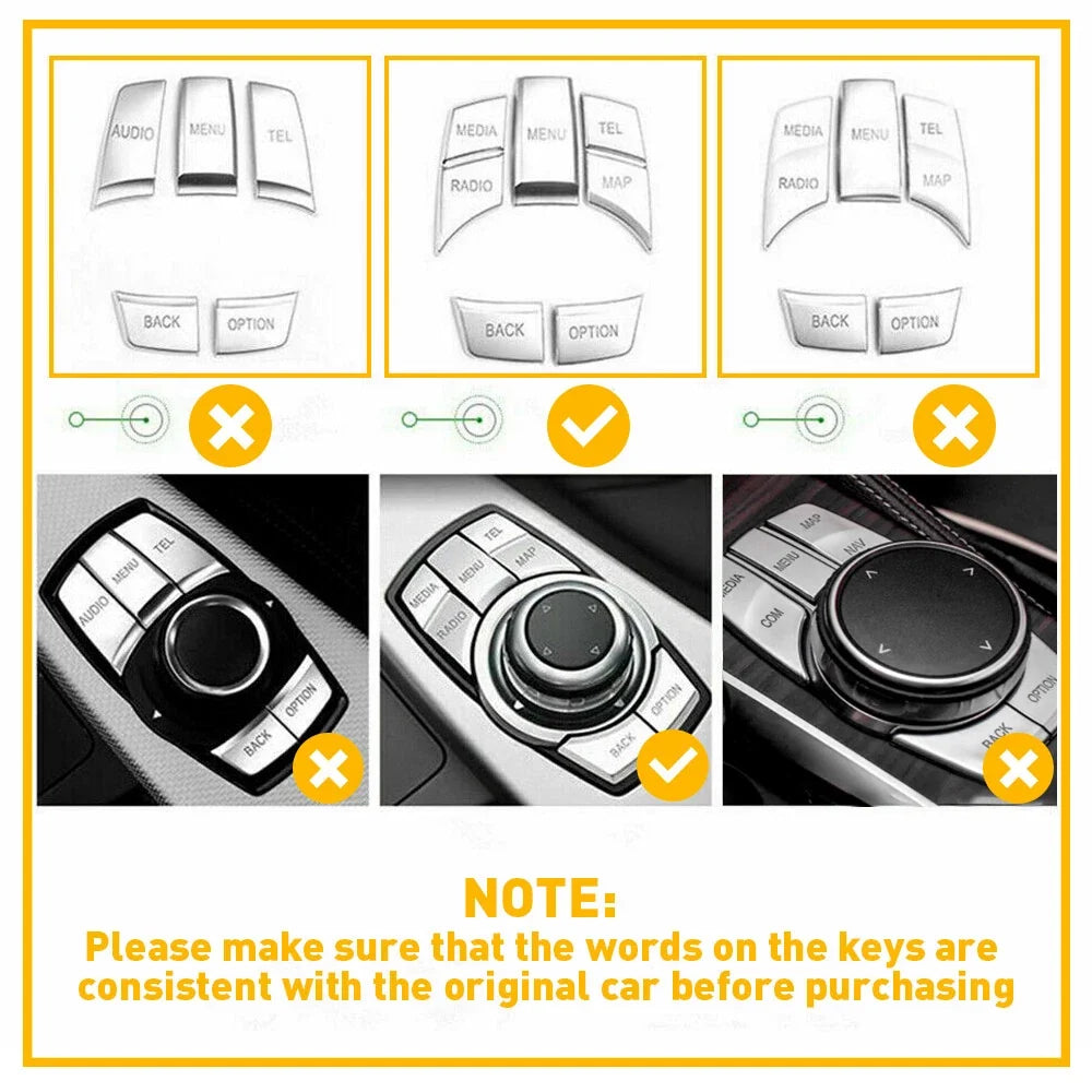 Chrome iDrive Multi Button Media Trim for BMW 1 3 4 5 6 X1 X3 X5 X6 (2010–2023)