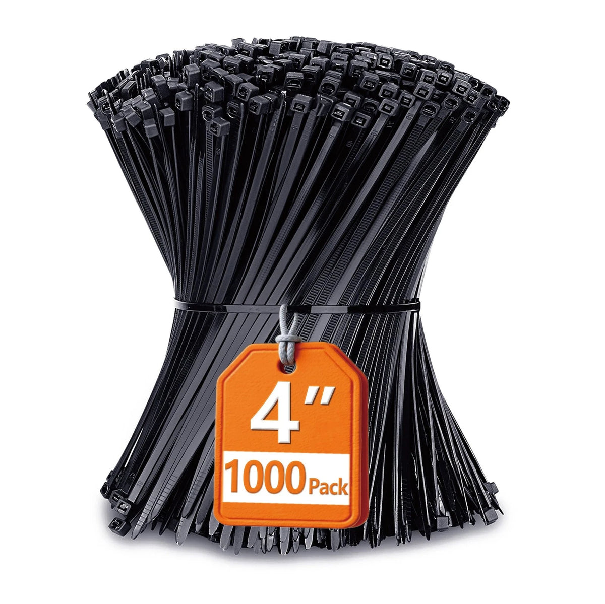 Set of 1000 Small Zip Ties 4" Black (18 lb) for Automotive Use