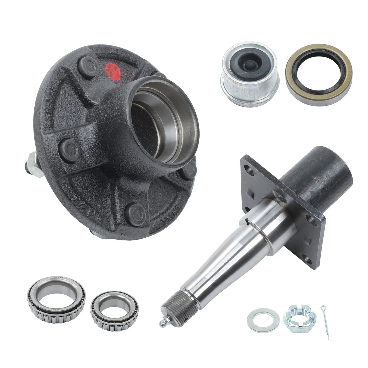 Set of 4 Trailer Hub Kits for 5 on 5" Bolt Pattern (Fits 8.25" x 2" Brakes)