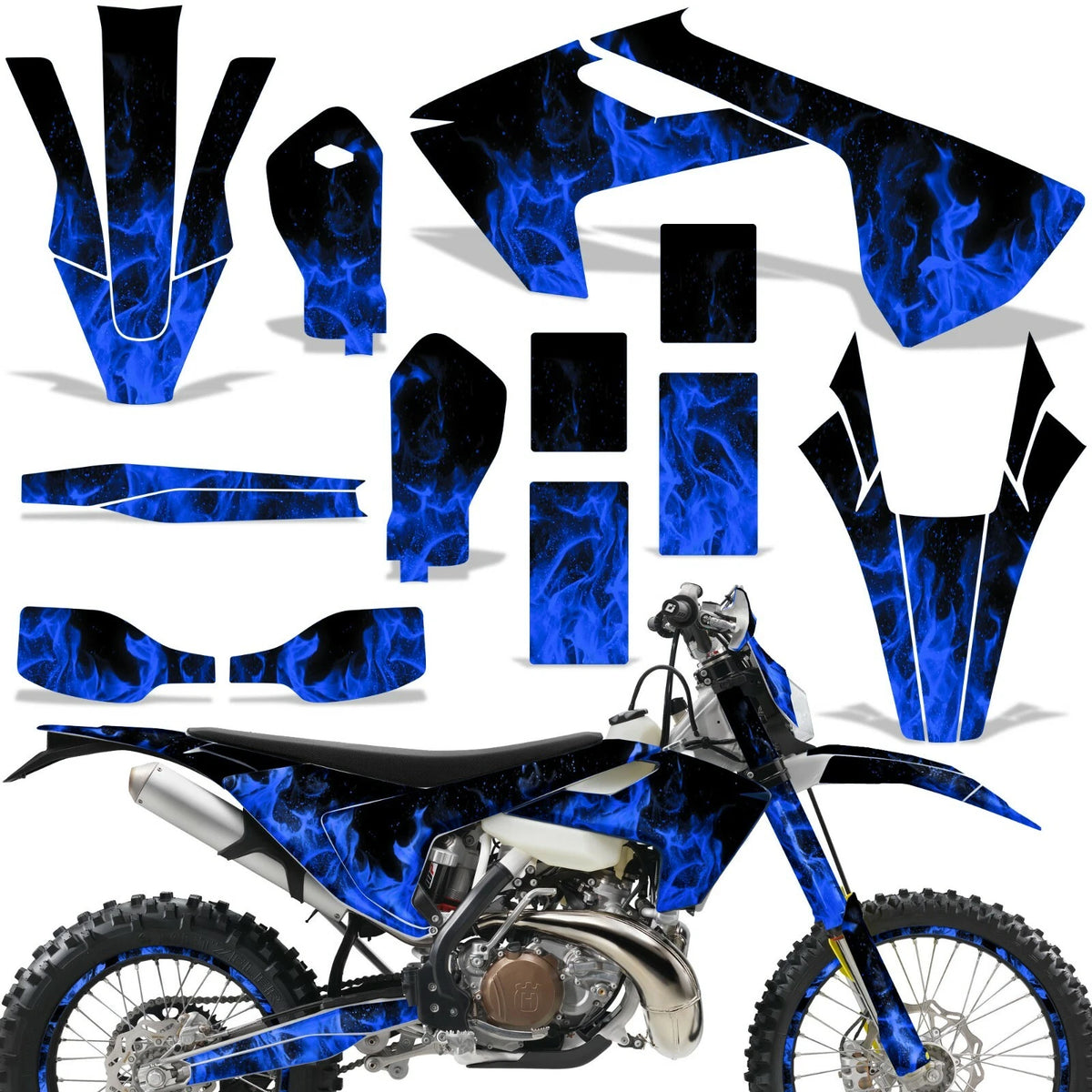 Graphic Kit for Husqvarna TE FE TX Enduro (2017–2019) - Flames Blue