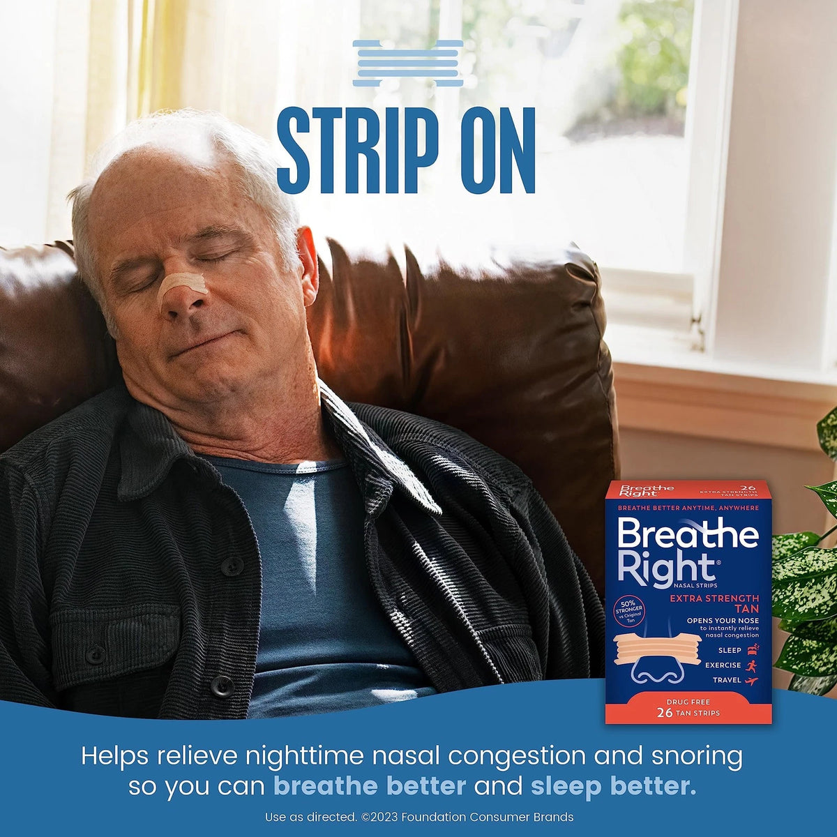 Breathe Right Nasal Strips Extra Strength Tan 26 Count (Pack of 1)