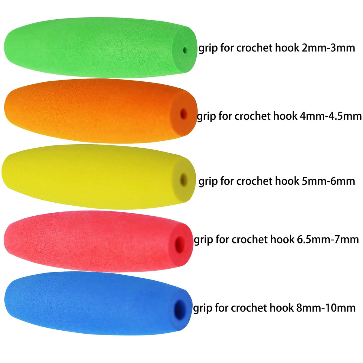5PCS Crochet Hook Grips Set for Ergonomic Use (2mm to 10mm)