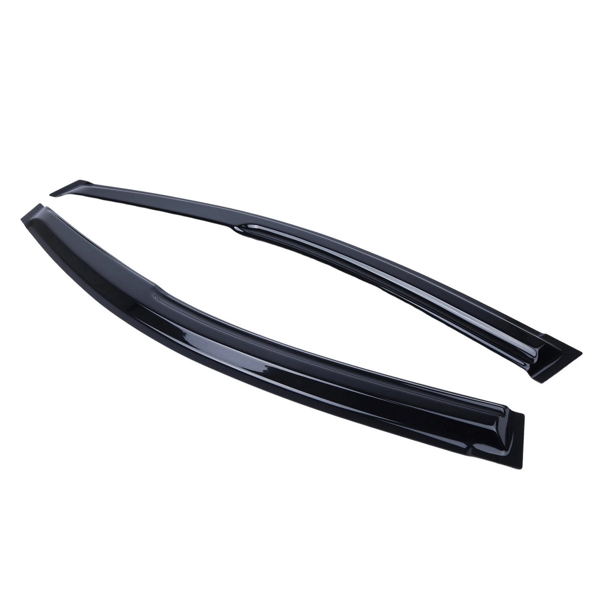 Set of 4 Window Visors for Toyota Corolla (2014–2019) - Coroll-14-19-JDM, 3D Mugen Wavy Style, Chrome Trim