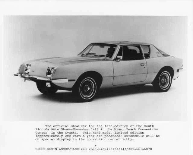 1984 Avanti Press Photo for South Florida Auto Show