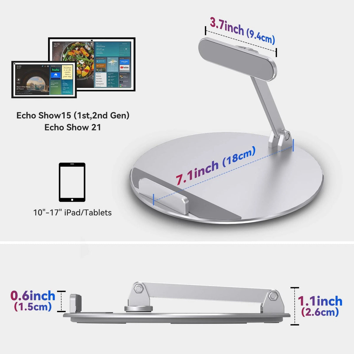 Swivel and Tilt Stand for Show 15 (1st, 2nd Gen), Show 21, iPads/Tablets