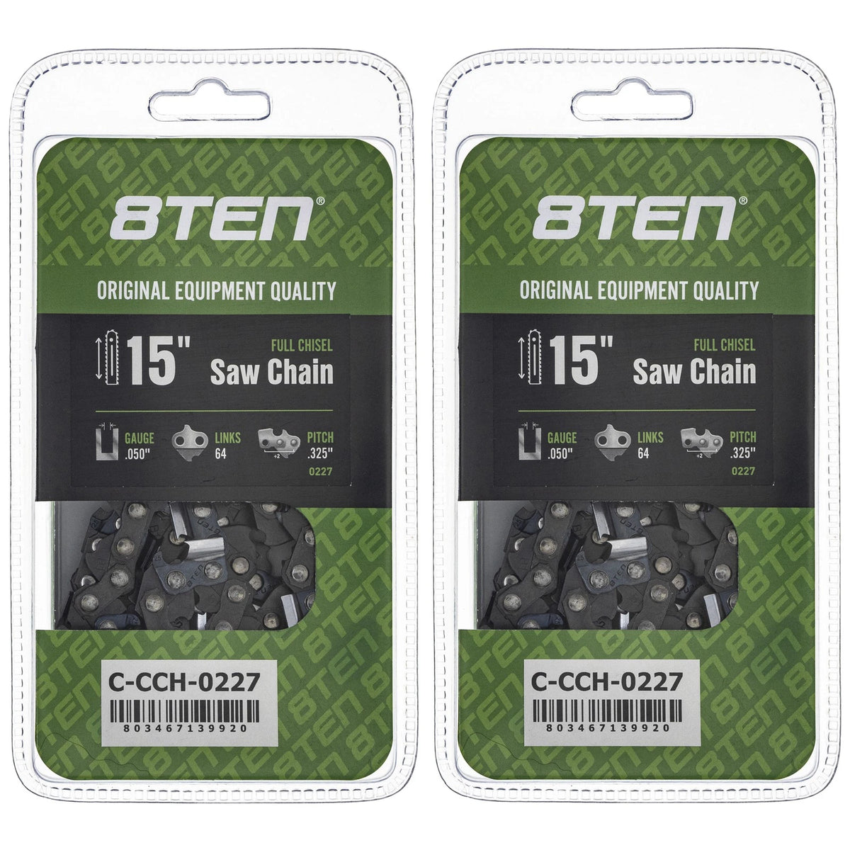 2X Micro Chisel Chainsaw Chain 15 Inch .050 .325 64DL for Husqvarna Jonsered (Fits 20LGX064G, 581643164, 23RSC64)
