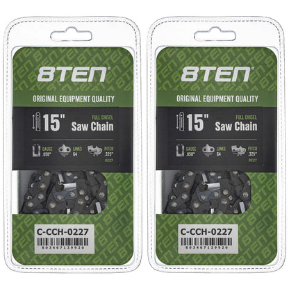 2X Micro Chisel Chainsaw Chain 15 Inch .050 .325 64DL for Husqvarna Jonsered (Fits 20LGX064G, 581643164, 23RSC64)